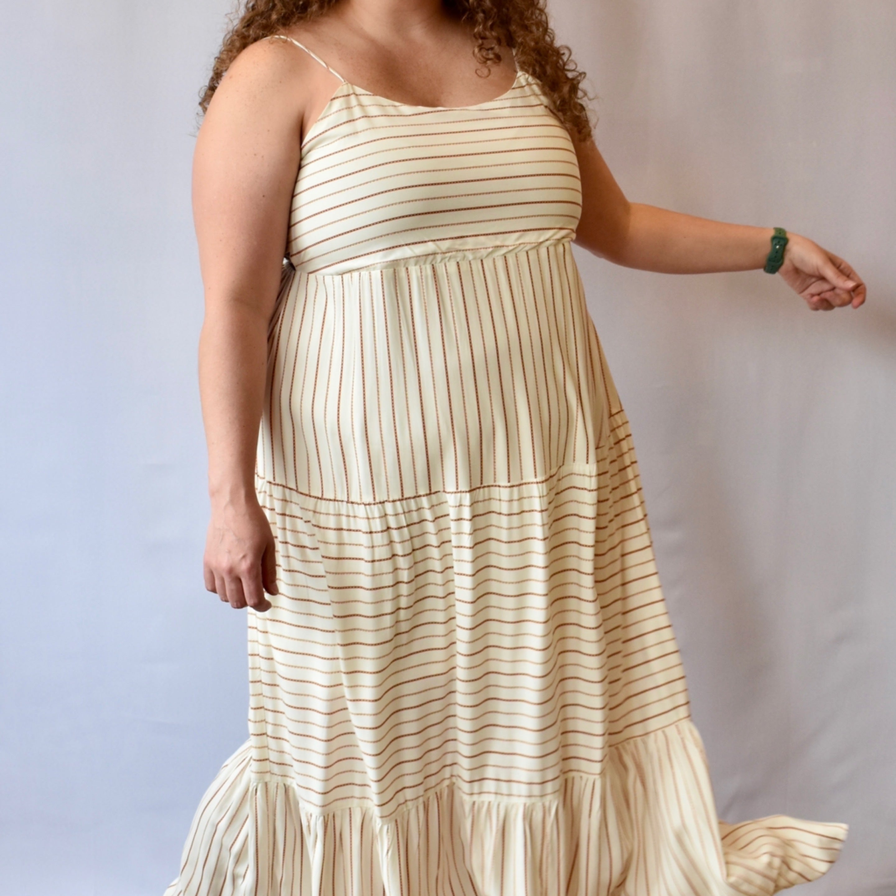 Ivory & Rust Striped Dress-Plus Size | Grays Hollow LLC